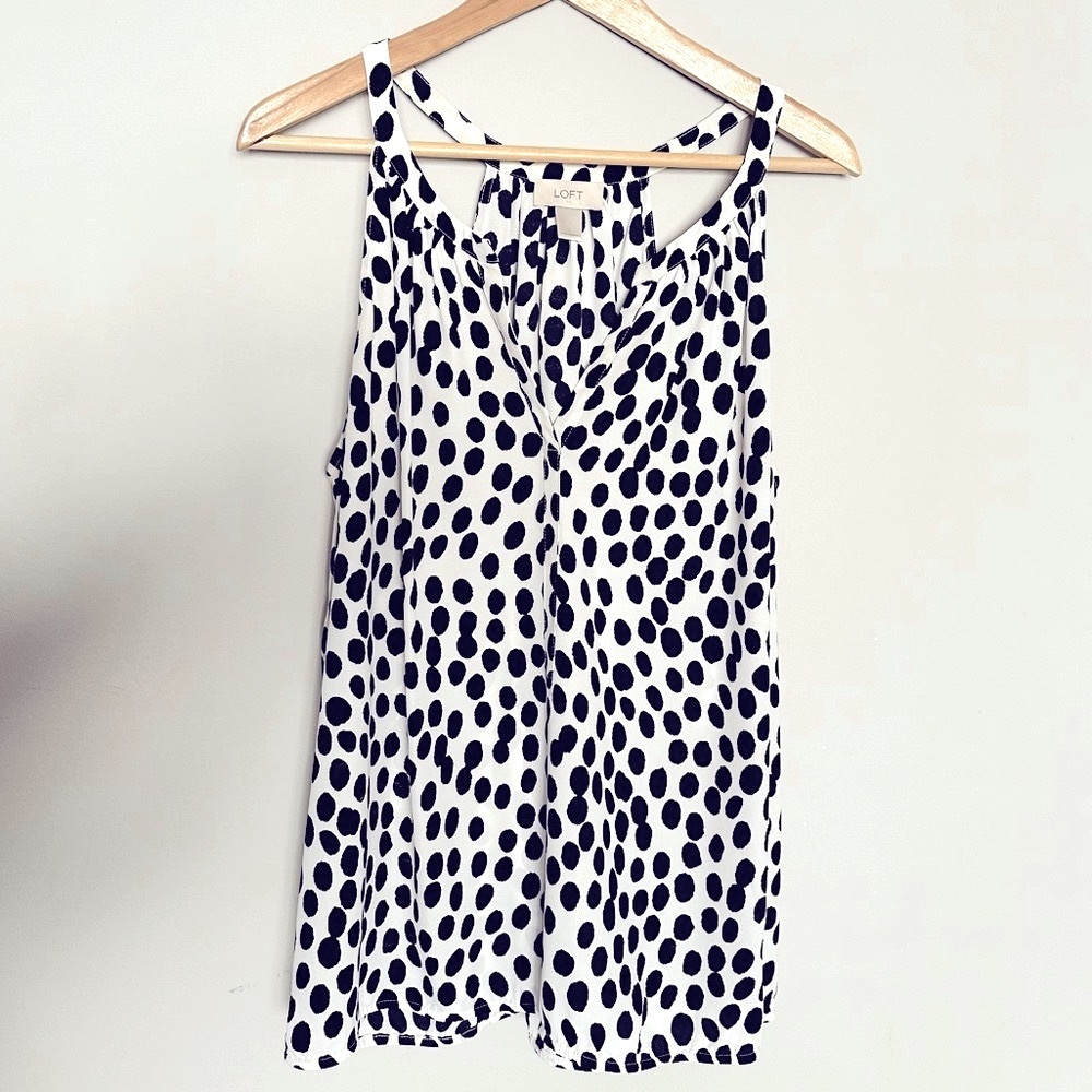 Loft Black and White Racerback Tank Blouse